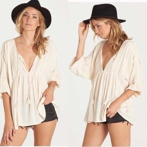 Billabong Gold Dust Embroidered Peasant Blouse